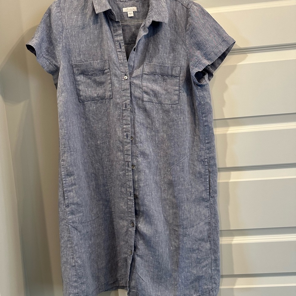 J Jill chambray blue linen dress